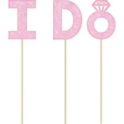AMSCAN Glitter I Do Cake Picks 3pc