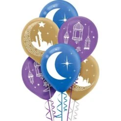 AMSCAN 15ct, Crescent Moon & Mosque Eid Balloons