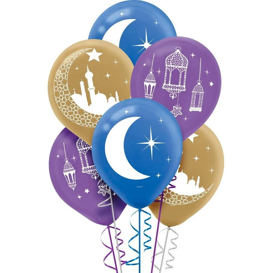 AMSCAN 15ct, Crescent Moon & Mosque Eid Balloons 1 AMSCAN 15ct, Crescent Moon & Mosque Eid Balloons