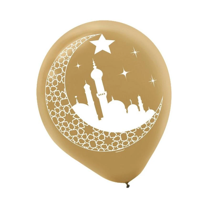 AMSCAN 15ct, Crescent Moon & Mosque Eid Balloons 2 AMSCAN 15ct, Crescent Moon & Mosque Eid Balloons - Image 2