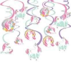 AMSCAN Magical Unicorn Swirl Decorations 12ct