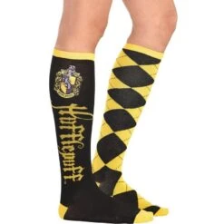 AMSCAN Adult Mismatched Hufflepuff Knee-High Socks - Harry Potter