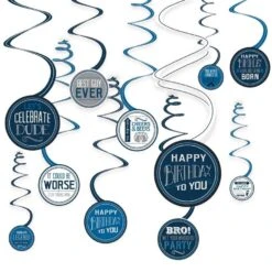 AMSCAN Happy Birthday Classic Swirl Decorations, 12ct