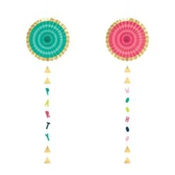 AMSCAN Sign Of The Times Paper Fan Decorations With Tails 2ct