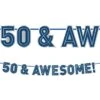 AMSCAN 50 & Awesome! Milestone Birthday Cardstock Letter Banner, 12ft - Happy Birthday Classic