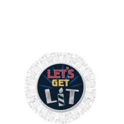 AMSCAN Let's Get Lit Cardstock & Foil Button, 4.5in