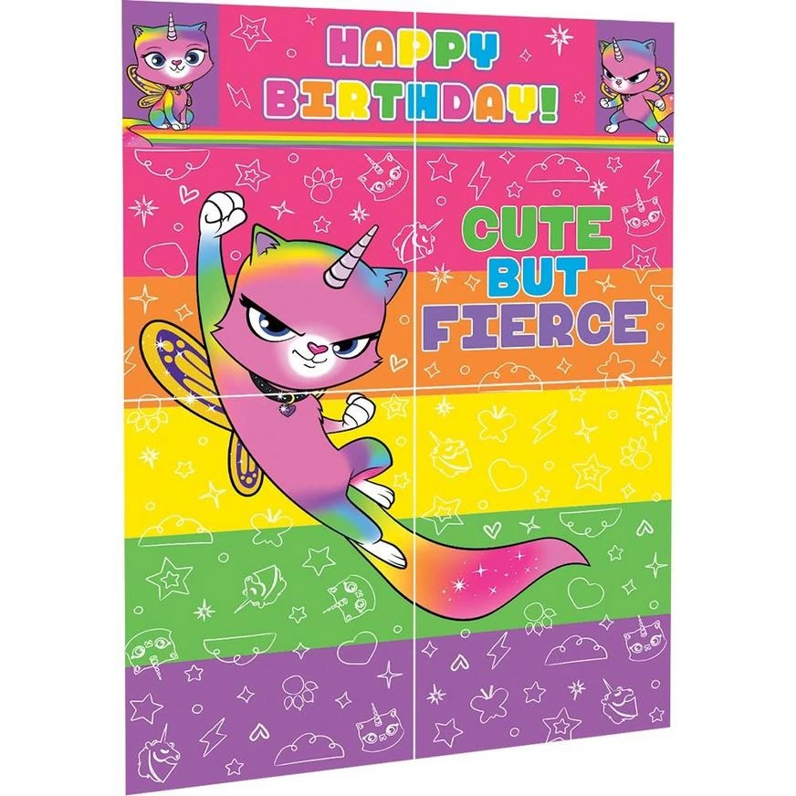 AMSCAN Rainbow Butterfly Unicorn Kitty Scene Setter With Photo Booth Props 2 AMSCAN Rainbow Butterfly Unicorn Kitty Scene Setter With Photo Booth Props - Image 2
