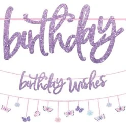 AMSCAN Glitter Birthday Wishes Flutter Banners 2ct