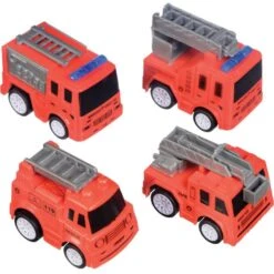 AMSCAN Pull Back Fire Trucks, 4ct - First Responders