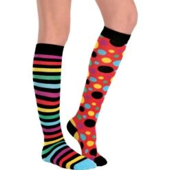 AMSCAN Mismatched Clown Knee-High Socks