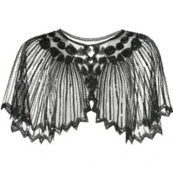 AMSCAN Black 20s Fancy Sheer Capelet