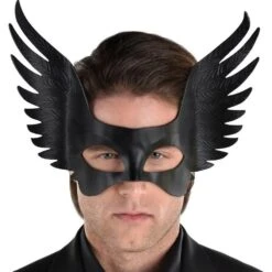 AMSCAN Adult Black Winged Faux Leather Half Mask