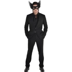 AMSCAN Adult Black Winged Faux Leather Half Mask -Amscan 942056 02