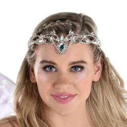 AMSCAN Adult Silver Gems, Pearls & Braided Vines Metal Tiara Crown - Fairy