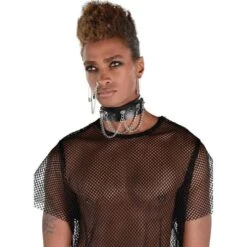 AMSCAN Adult Spiked Dog Collar Choker With Chains - Punk -Amscan 942141 02