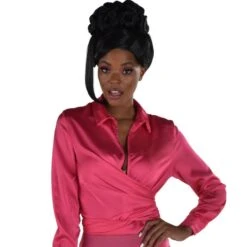 AMSCAN Black Beehive Updo Hairpiece With Clip-In Side Bangs -Amscan 942147 02