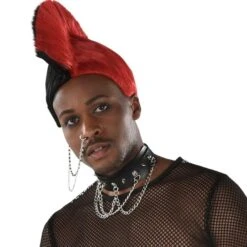 AMSCAN Black & Red Mohawk Wig