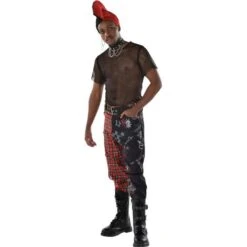 AMSCAN Black & Red Mohawk Wig -Amscan 942155 02