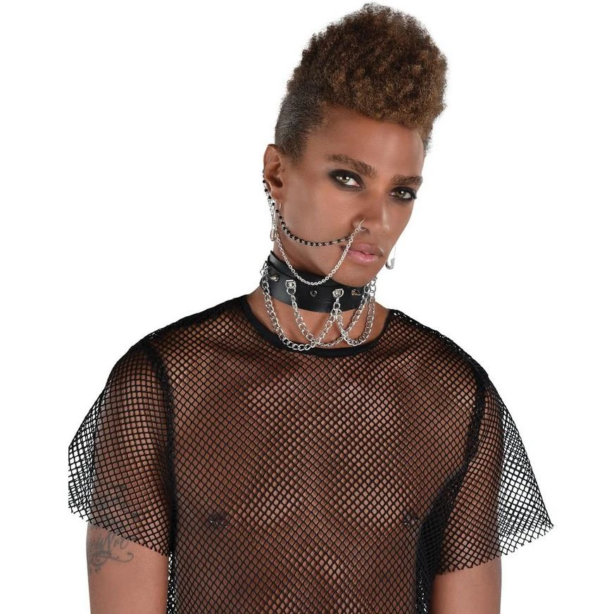 AMSCAN Punk Jewelry Set, 3pc - Safety Pin Earrings & Nose To Ear Chain 3 AMSCAN Punk Jewelry Set, 3pc - Safety Pin Earrings & Nose To Ear Chain - Image 3