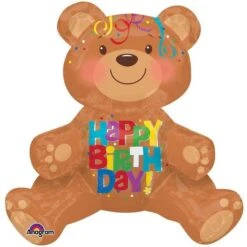 Amscan 10039549 Birthday Foil Balloon With Sitting Bear Design-1 Pc
