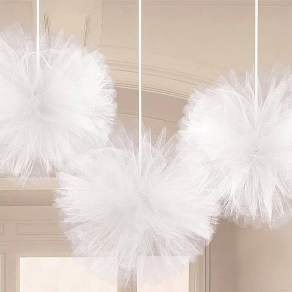 Amscan 10118502 White Fluffy Tulle Poms-3 Pcs 1 Amscan 10118502 White Fluffy Tulle Poms-3 Pcs