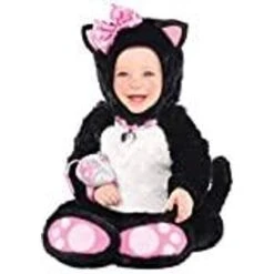 Amscan 10132304 Black/Pink Costume With Kitten Head Hoodie And Mouse Rattle-Age 12-18 Months-1 PC