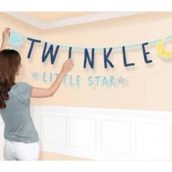 Amscan 120392 Cardstock And Ribbons 181 Grams Twinkle Little Star Combo Letter Banner, Multicolor