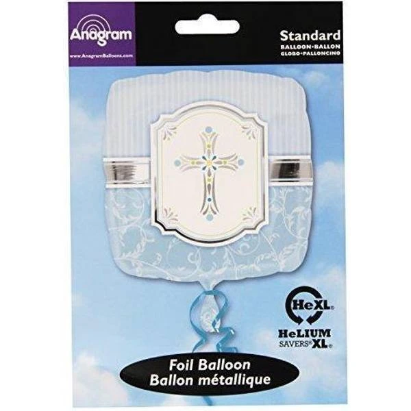 Amscan 18" Blessings Blue Foil Balloon 1 Amscan 18" Blessings Blue Foil Balloon