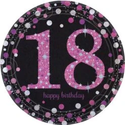 Amscan 18 år Kartongplattor Sparkling Pink