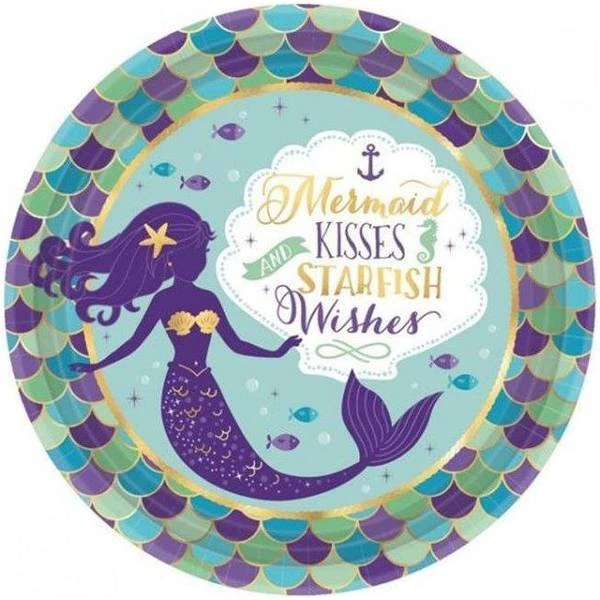 Amscan 269786 Mermaid Wishes 9 In. Metallic Lunch Plates 8 Piece 1 Amscan 269786 Mermaid Wishes 9 In. Metallic Lunch Plates 8 Piece