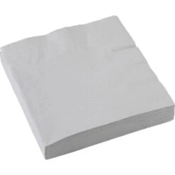Amscan (33cm X 33cm, Silver) 2 Ply Solid Colour Party Napkins (Pack Of 20)
