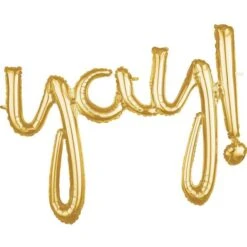 Amscan 3669411 Script Phrases Airfill Foil Balloon Yay-Gold 1PK