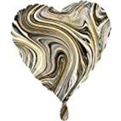 Amscan 4209101 Marble Black Heart Shape Foil Balloon-1 Pc