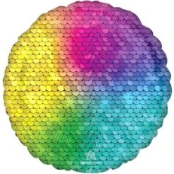 Amscan 4219701 4219701-Rainbow Sequins Round Foil Balloon-18, Multi