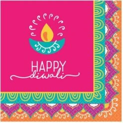 Amscan 5 In. X 5 In. Multi-Color Diwali Paper Beverage Napkins (6-Pack) Multicolor