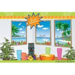 Amscan 672114 Tropical Sea View Scene Setter 85cm X 67.3cm-3 Pcs