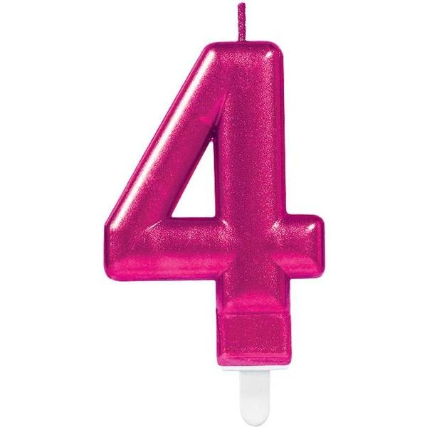 Amscan 9901786 Pink Celebration Metallic Finish Number 4 Candle 7.5cm 1 Amscan 9901786 Pink Celebration Metallic Finish Number 4 Candle 7.5cm