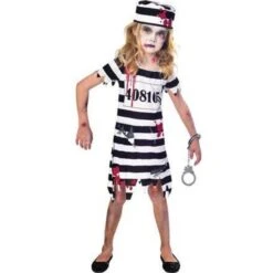 Amscan 9902662 Girls Escaped Convict Zombie Girl Halloween Fancy Dress Costume Age 7-8 Years