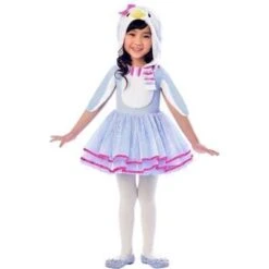 Amscan 9903369 Dress With Penguin Head Hoodie And Wing Sleeves-Age 4-6 Years-1 PC, Blue, White, Pink