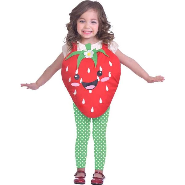 Amscan 9905025 Strawberry One Piece Costume With White Dotted Green Leggings Age 3-6 Years- 1 PC 1 Amscan 9905025 Strawberry One Piece Costume With White Dotted Green Leggings Age 3-6 Years- 1 PC