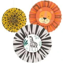 Amscan 9909361 Get Wild Animals Paper Fans Party Decoration 3 Pack