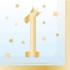Amscan 9910302 9910302-Blue 1st Birthday Luncheon Napkins-16 Pack, Blue