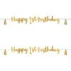 Amscan 9910304 9910304-Blue & Gold Happy 1st Birthday Foil Banner-1.8m, Blue