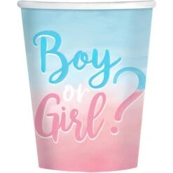 Amscan 9911334 9911334-Gender Reveal Party Paper Cups-8 Pack, Multi