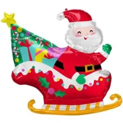 Amscan Anagram 4204101 Santa On A Sleigh Shape XL Foil Balloon 30"