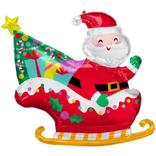 Amscan Anagram 4204101 Santa On A Sleigh Shape XL Foil Balloon 30" 1 Amscan Anagram 4204101 Santa On A Sleigh Shape XL Foil Balloon 30"