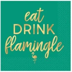 Amscan BuySeasons 268104 You Had Me At Aloha Eat, Drink, Flamingle Beverage Napkins