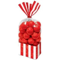 Amscan Cellofanpåsar Äppelröda Randiga 10-pack