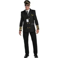 Amscan Dress Up 846925-55 Captain Wingman Dress Up, Black, Men: Medium