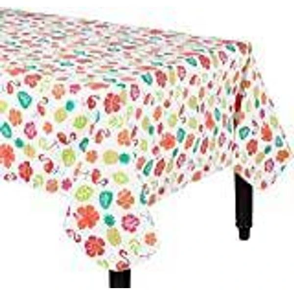 Amscan Flannel-Backed Table Cover 52 X 90 Summer Luau Aloha 1 Amscan Flannel-Backed Table Cover 52 X 90 Summer Luau Aloha